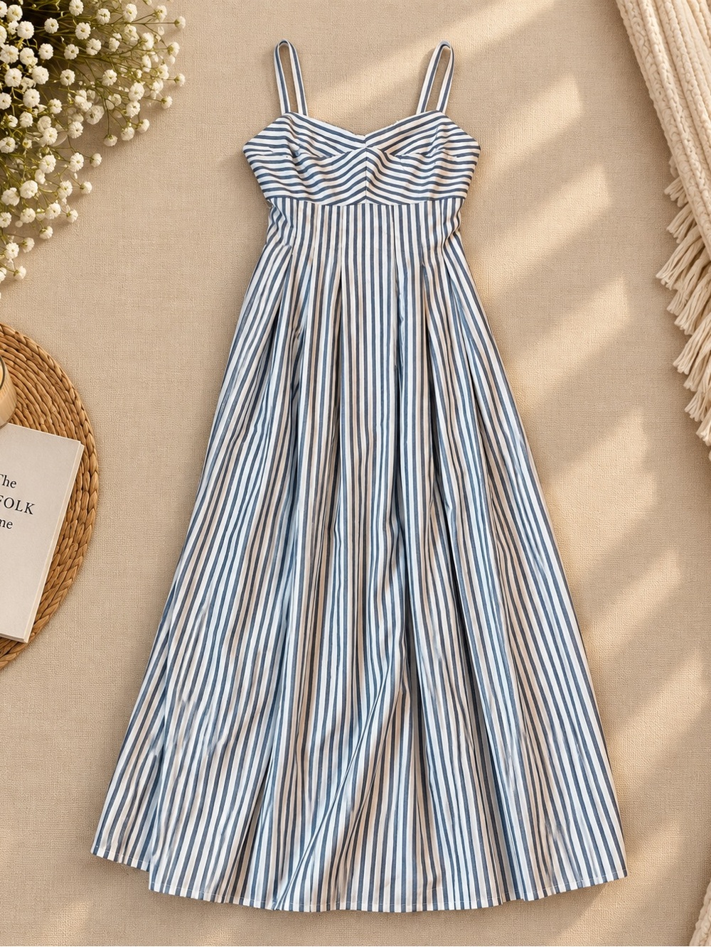 NWT Altar'd State Blue and White Striped Maxi Dress